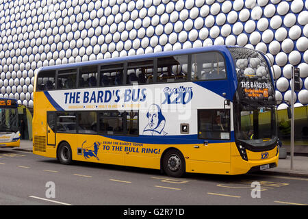 Johnsons X20 'The Bard`s Bus' in Birmingham city centre, UK Stock Photo